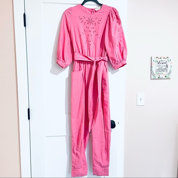 SOLD⚠️ New Happy x Nature boutique resort pink Cara jumpsuit eyelet - Picture 3 of 9